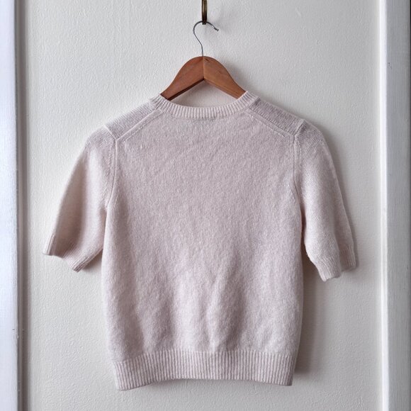 Vince Wool & Cashmere Blend Short Sleeve Sweater in Off White - Picture 5 of 9
